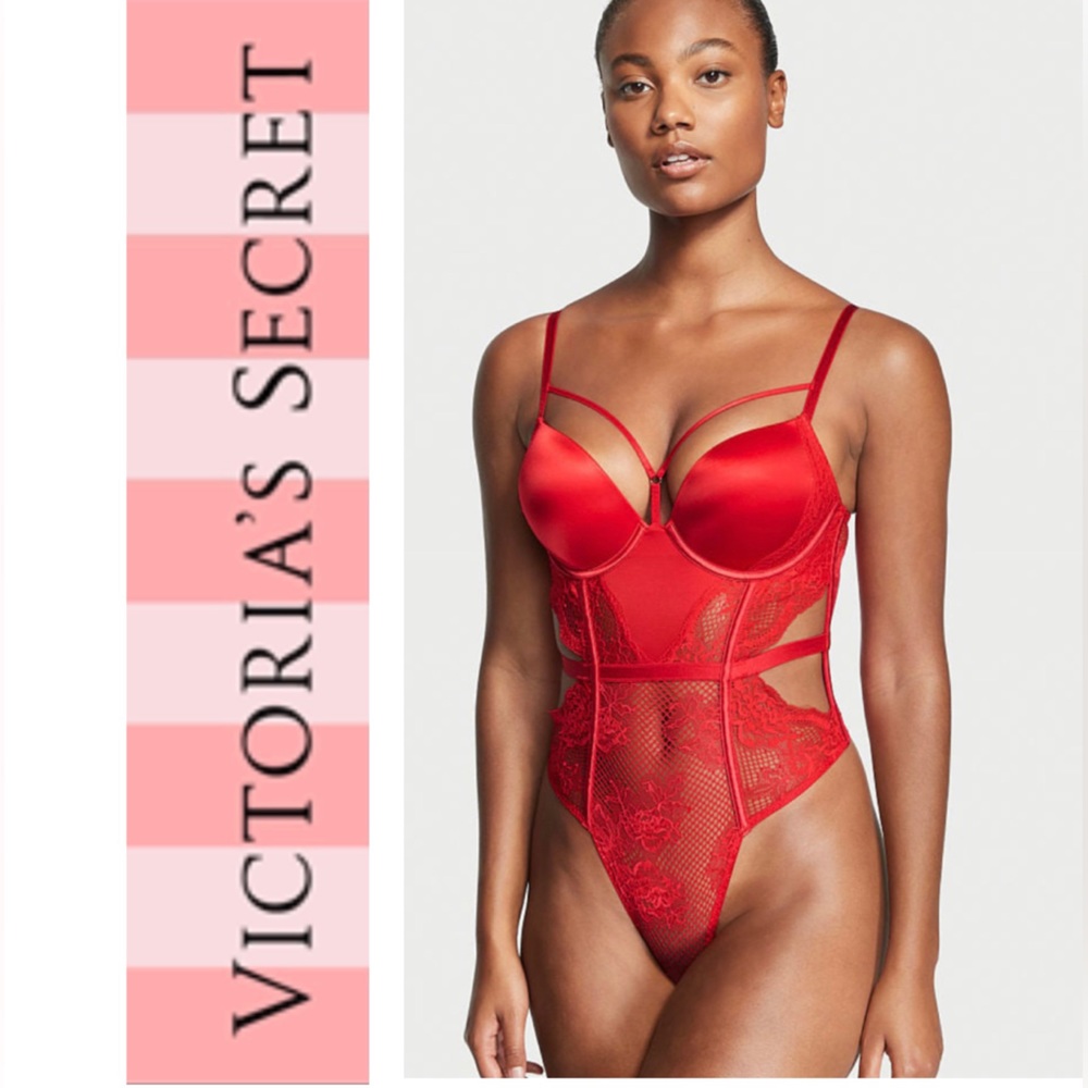 NWT💝VICTORIA'S SECRET VERY SEXY Bombshell Fishnet Floral Teddy Size S